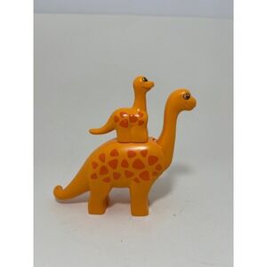 LEGO Duplo Brachiosaurus Dinosaur Mother and Baby Figures Orange Spotted 2 Piece